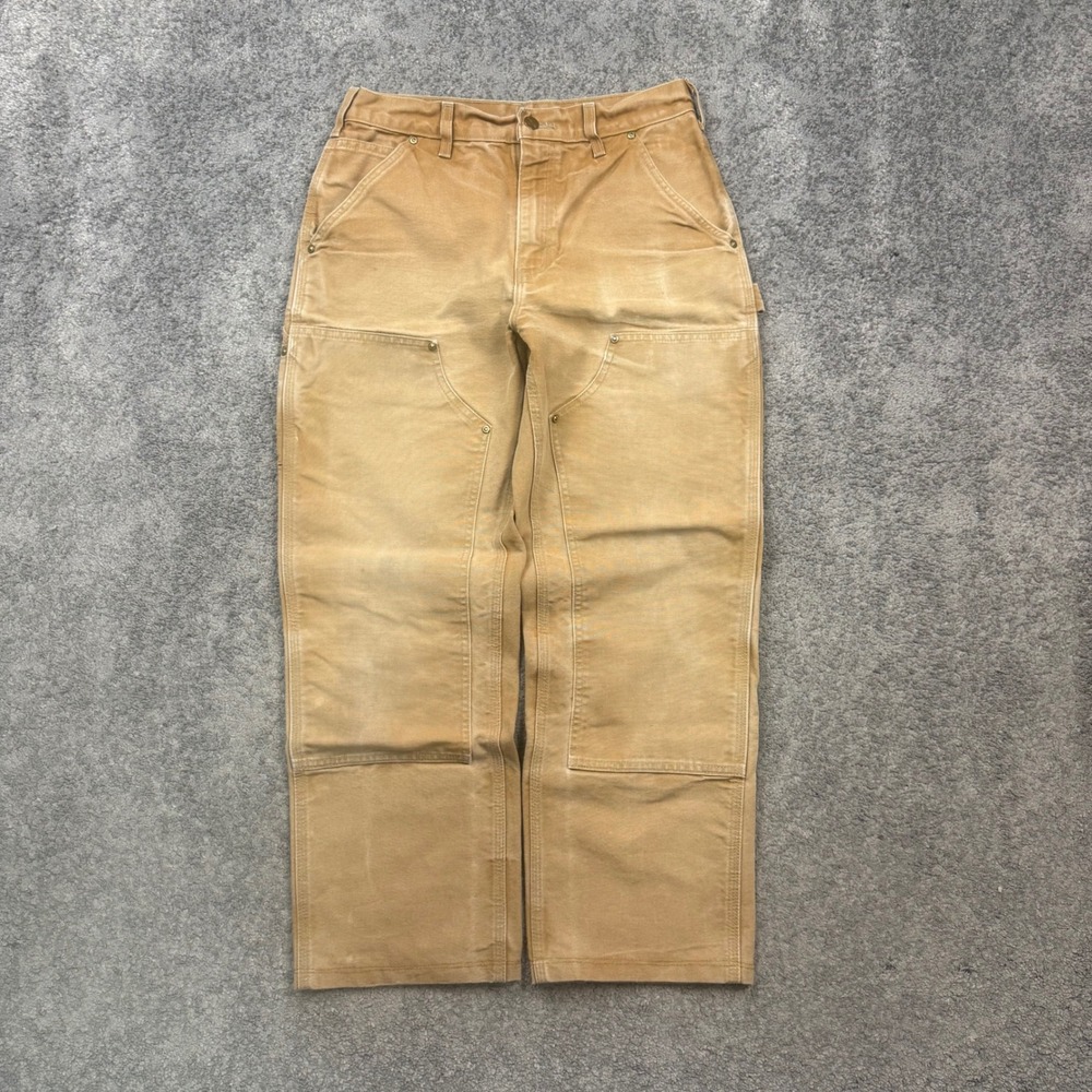 Carhartt B01 Double Front Logger Pants Brown 30x30 USA Made Workwear